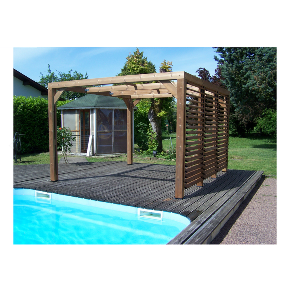 Hisense Pergola thermauvent en bois thermo chauffé avec vantelles mobiles sur mur 10.67 m² - tho3531v