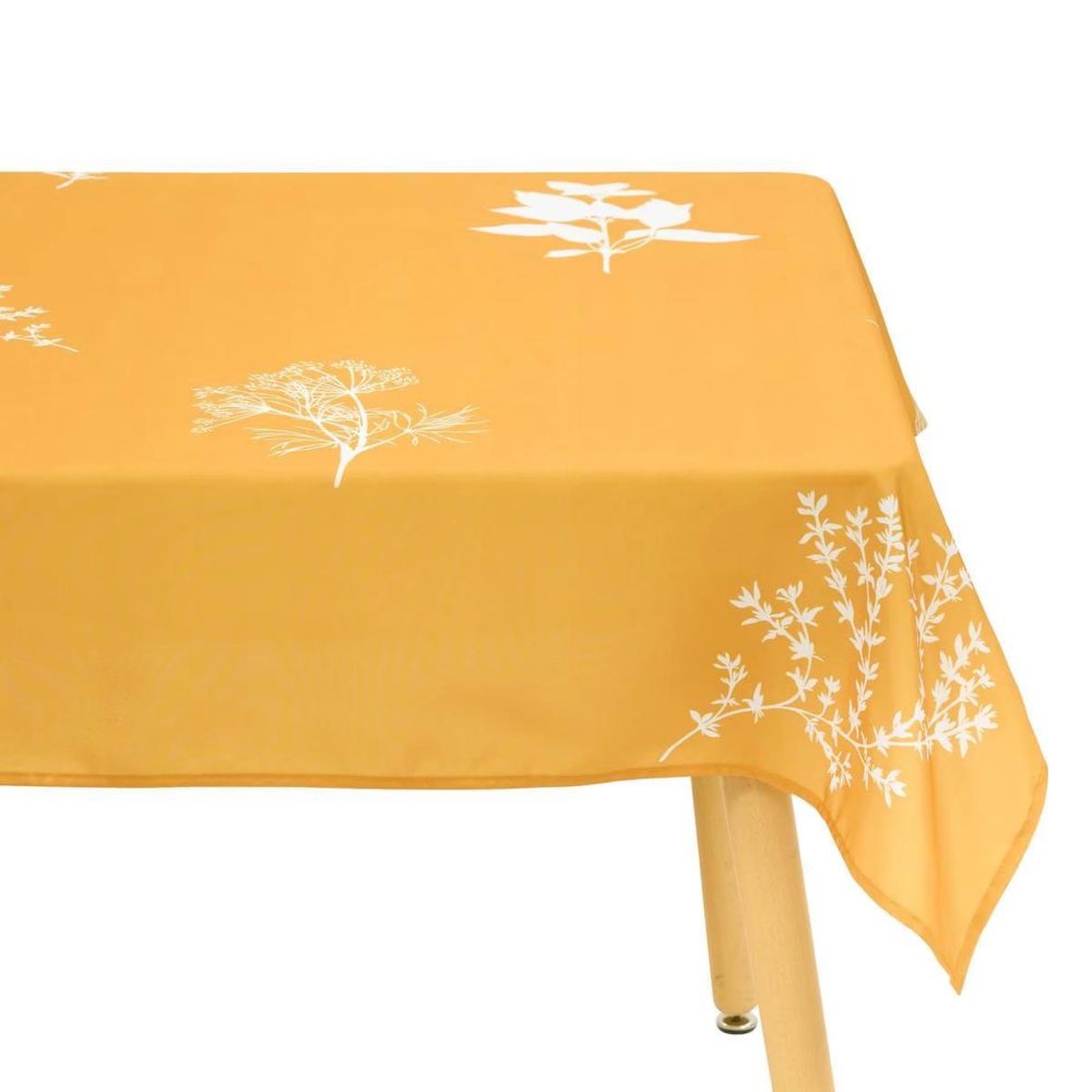 ATMOSPHERA Nappe antitache imprimée garrigue 150x300cm moutarde