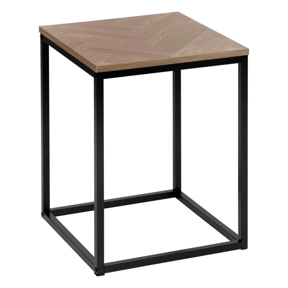 FIVE Table d'appoint bout de canapé chevrons 50cm naturel & noir