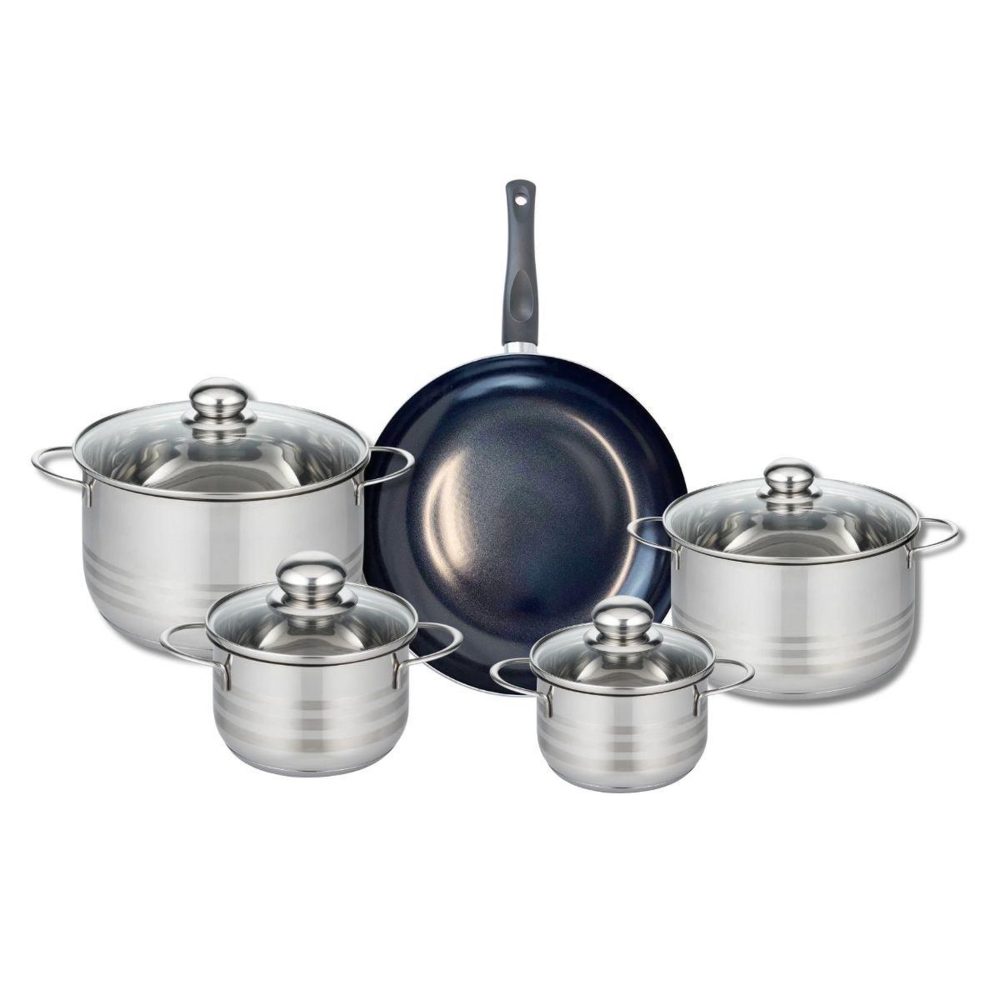 ELO Ensemble de 1 poêle de cuisson 28 cm et 4 faitouts 14, 16, 20 et 24 cm elo prima brillant