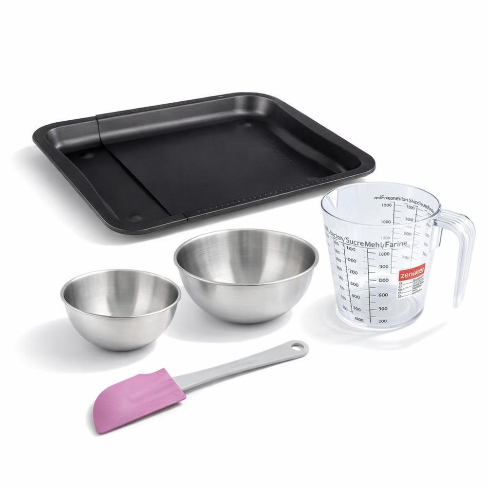 ZENKER Set pâtisserie avec plaque de four extensible de 35-52 cm, 2 bols à mixer, verre mesureur et spatule zenker