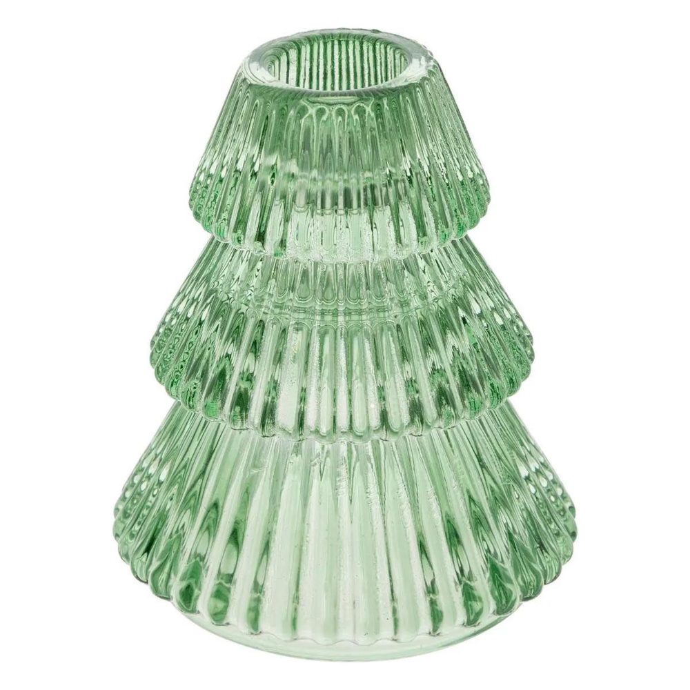 ATMOSPHERA Photophore de noël en verre sapin 10cm vert