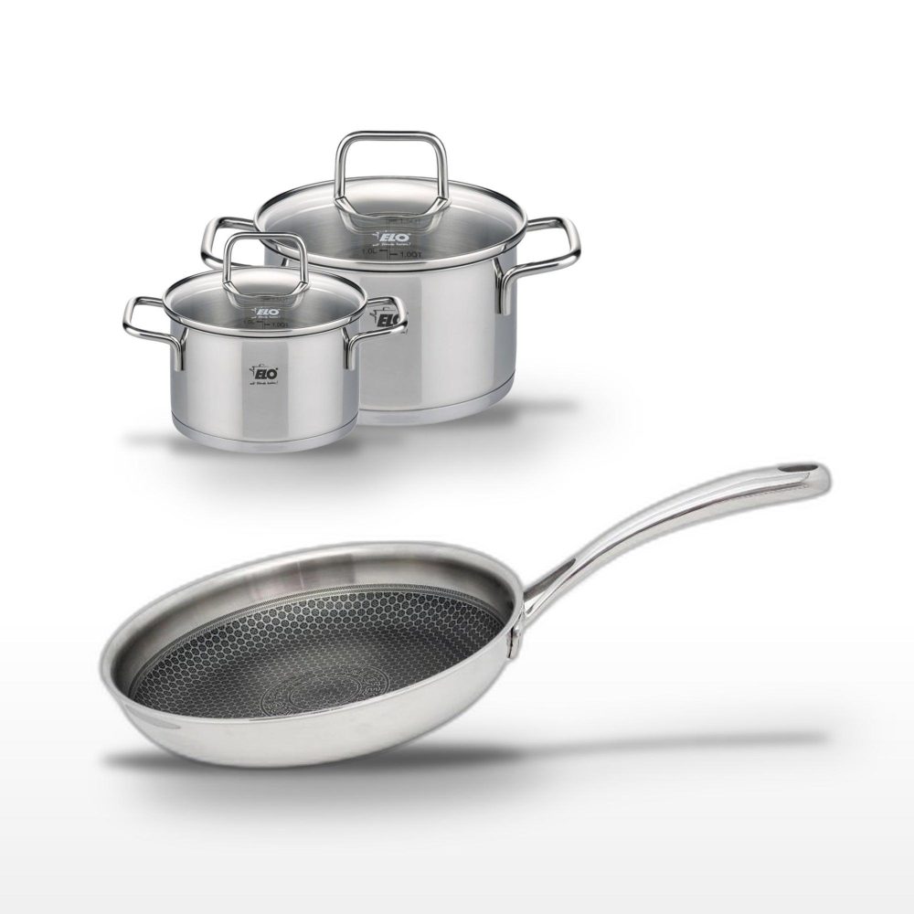 ELO Lot poêle 24cm & 2 faitouts 16/12cm elo relief evolution