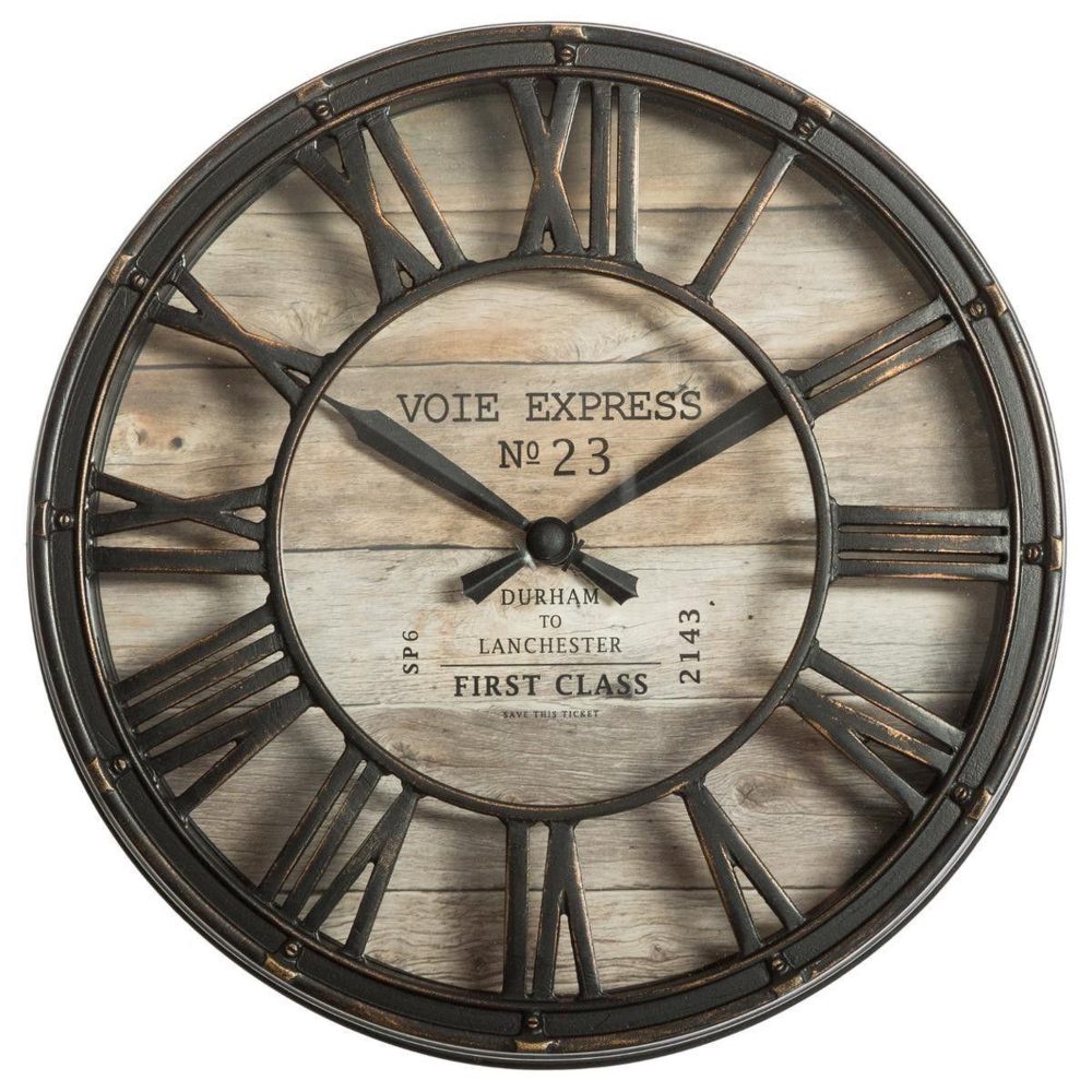 ATMOSPHERA Pendule vintage express 21cm marron