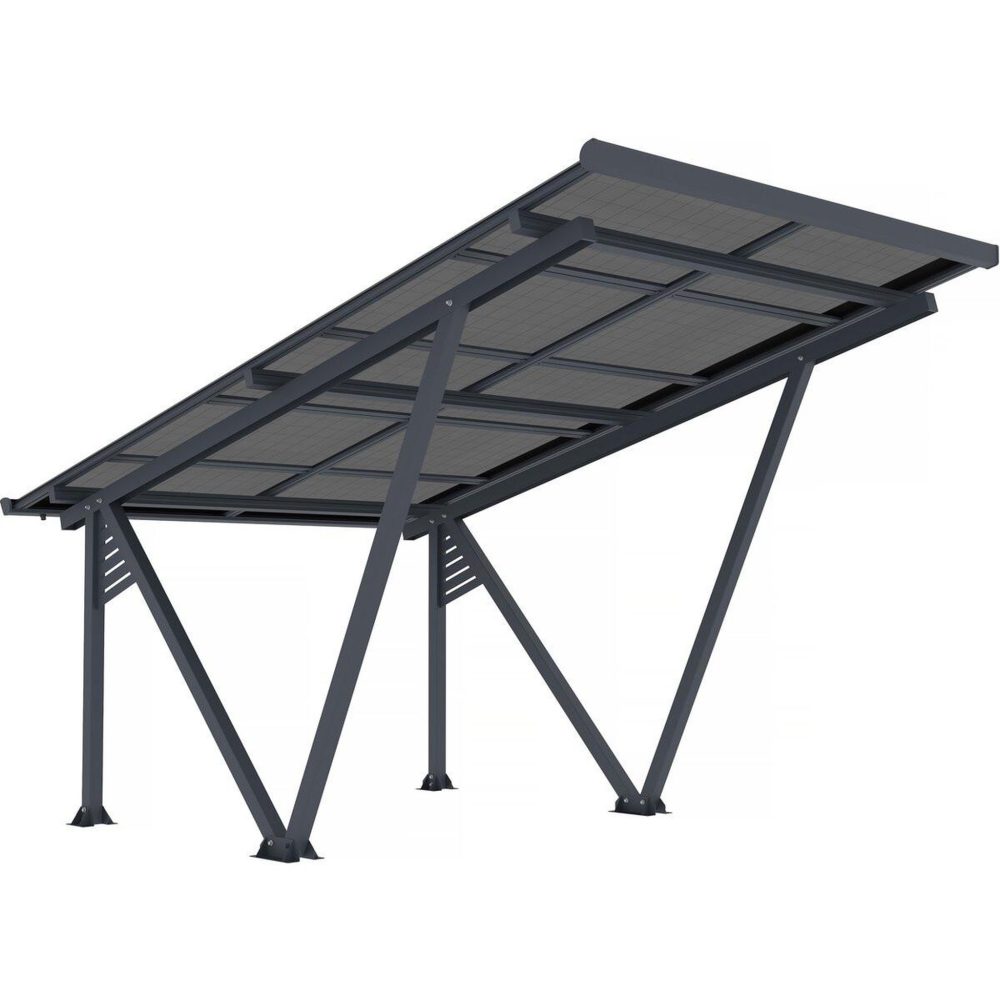 Habitat et Jardin Ombrière carport solaire avec panneaux photovoltaïques - 366 x 575 x 366 cm - gris - 4,1 kw