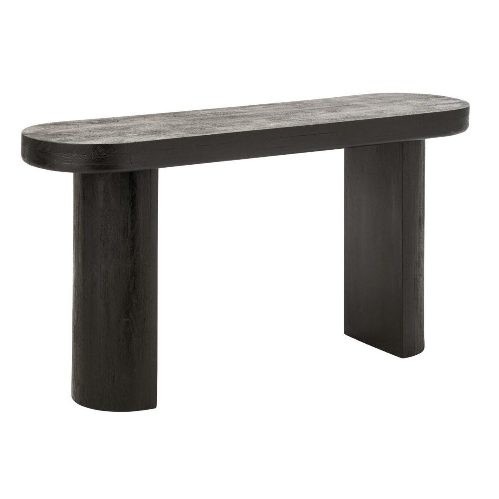 J-LINE Console ovale en bois hilde 152cm noir