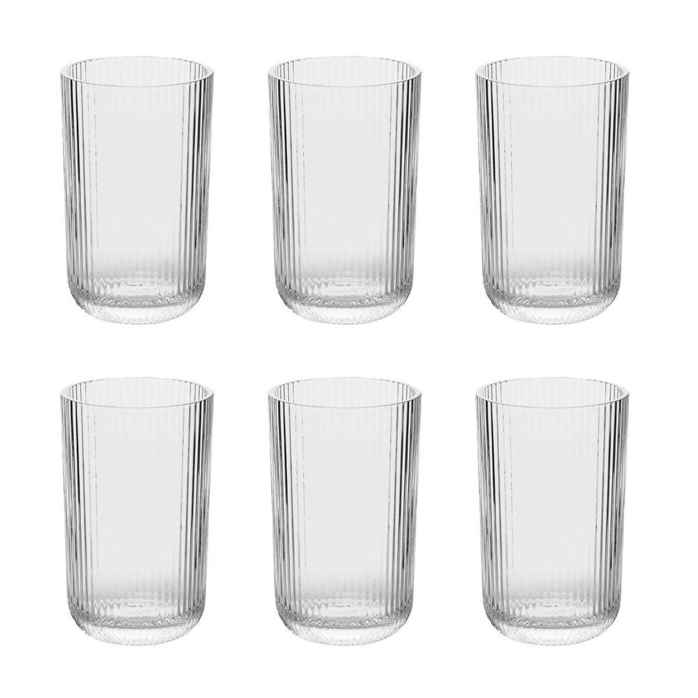 SECRET DE GOURMET Lot de 6 verres hauts strie ema 43cl transparent