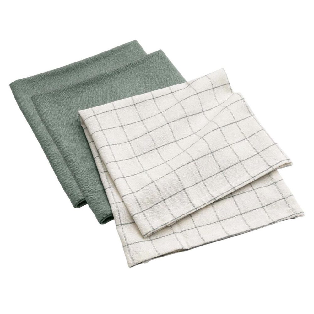 Douceur d'Intérieur Lot de 3 torchons de cuisine gourmet 50x70cm vert cèdre