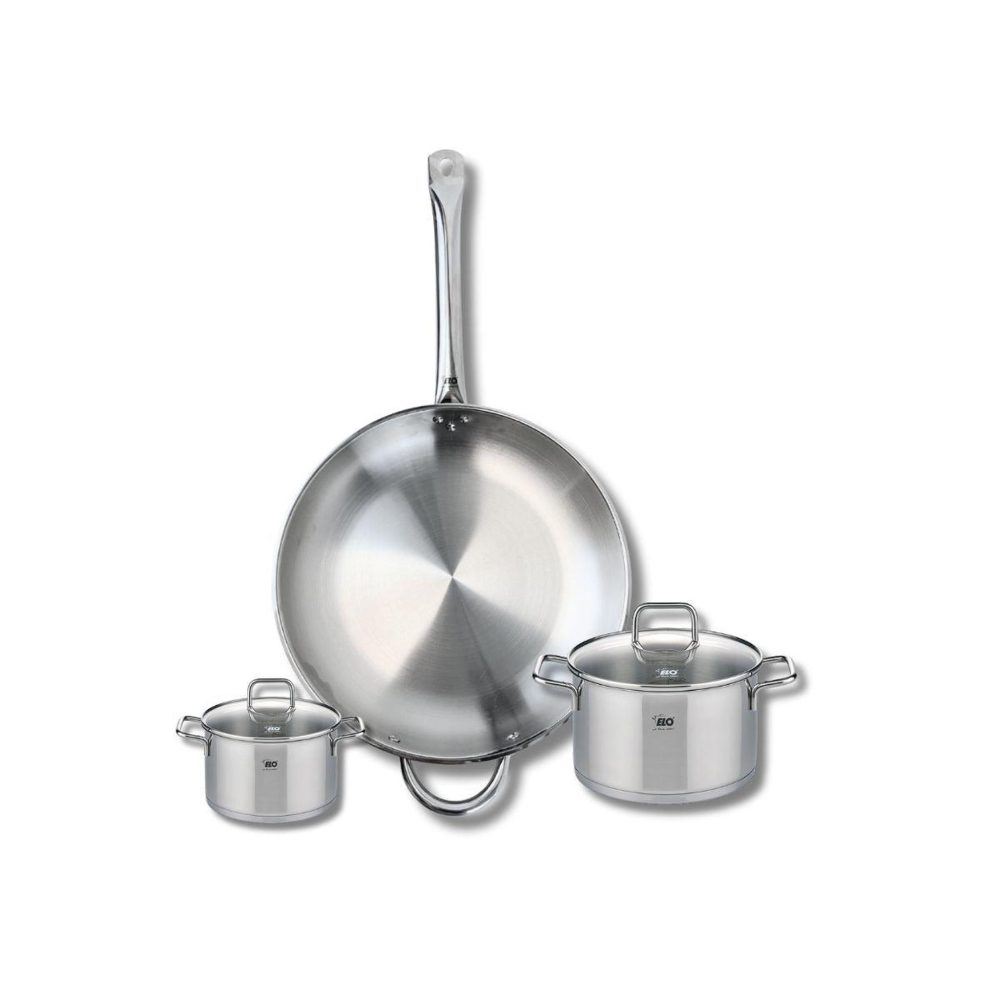 ELO Ensemble de 1 poêle de cuisson 32 cm et 2 faitouts 12 et 16 cm elo profi citrin