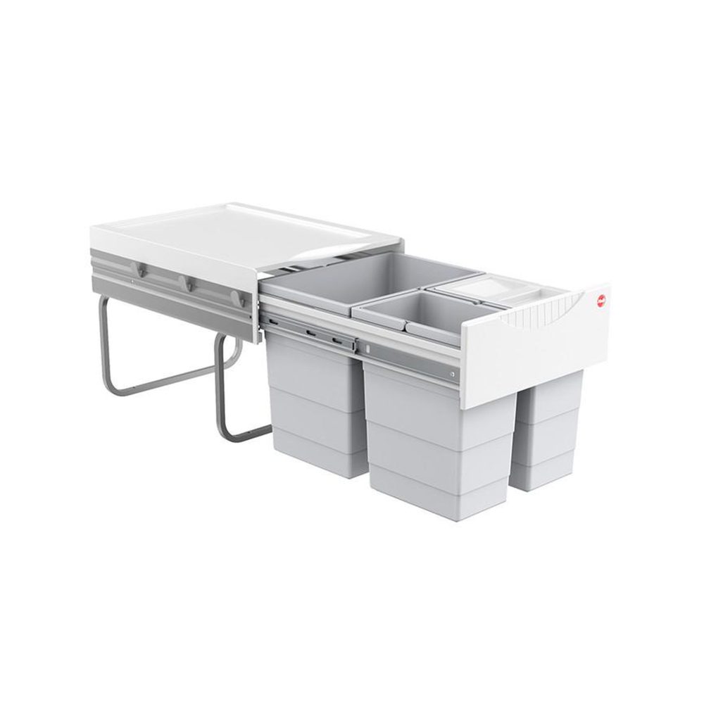 HAILO Poubelle de cuisine tri sélectif 3 bacs encastrable 35l (18+8.5+8.5) hailo as raumspar tandem