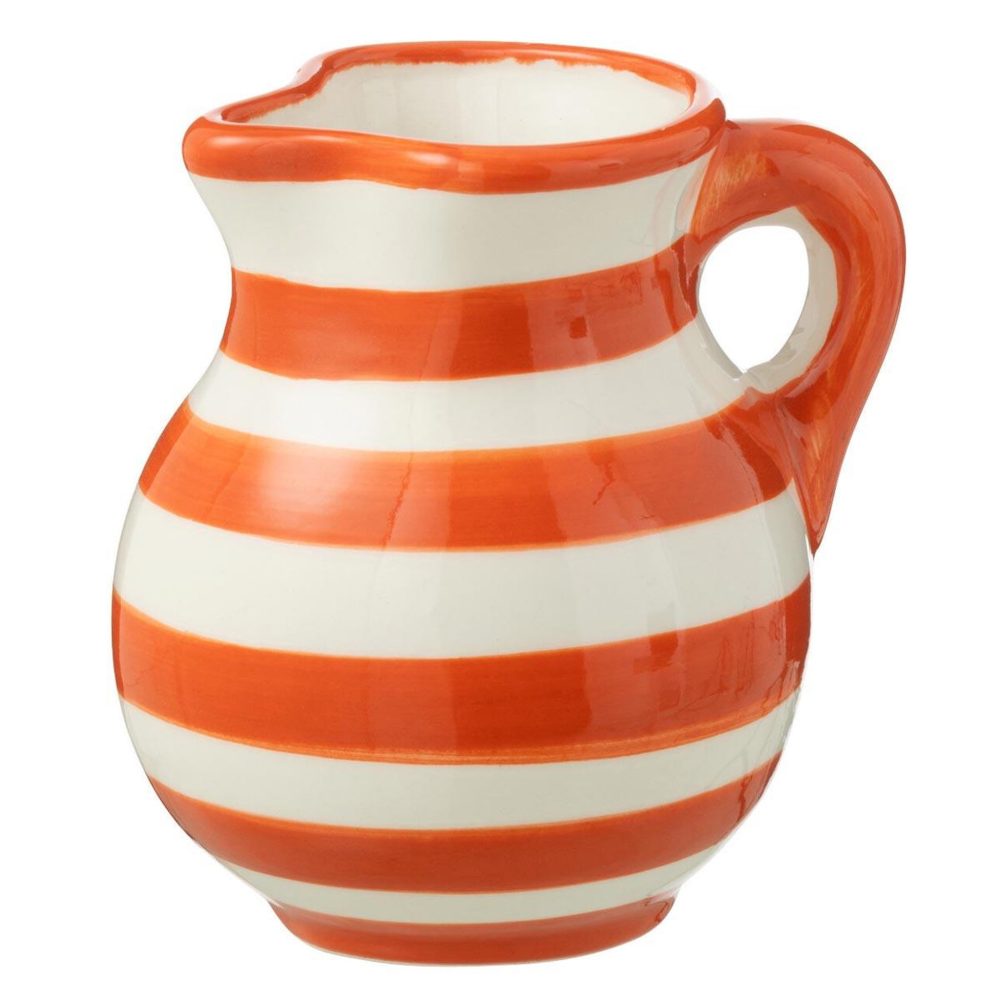 J-LINE Pichet en céramique granada rayure 0,5l orange