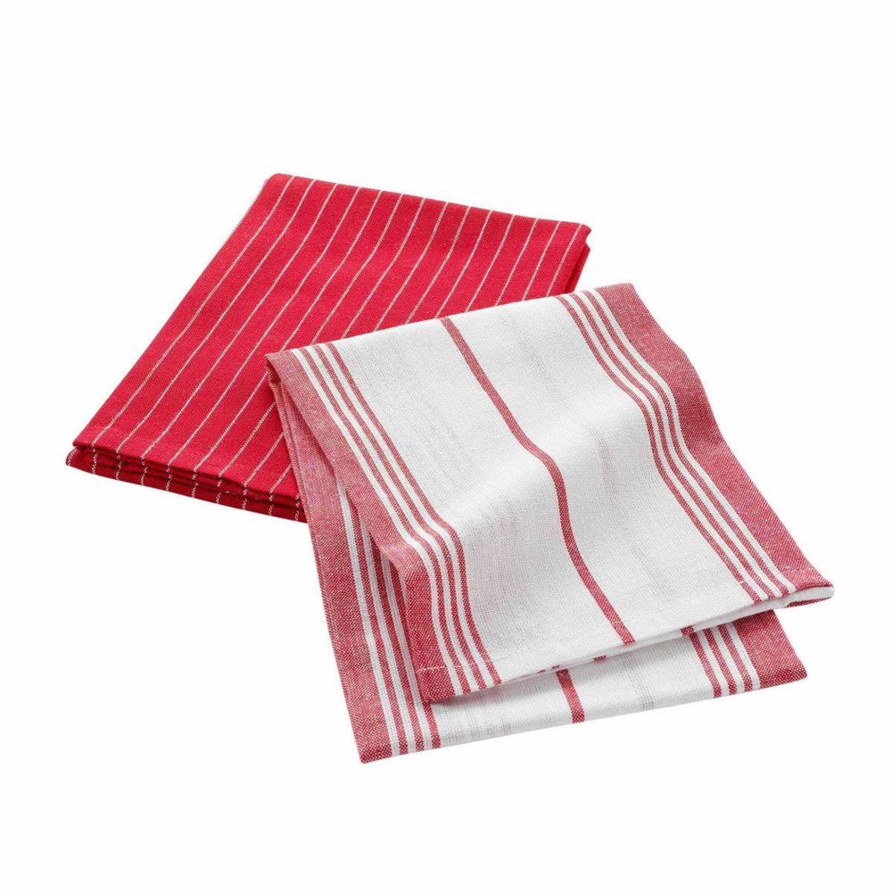 Douceur d'Intérieur Lot de 2 torchons suzette 50x70cm rouge