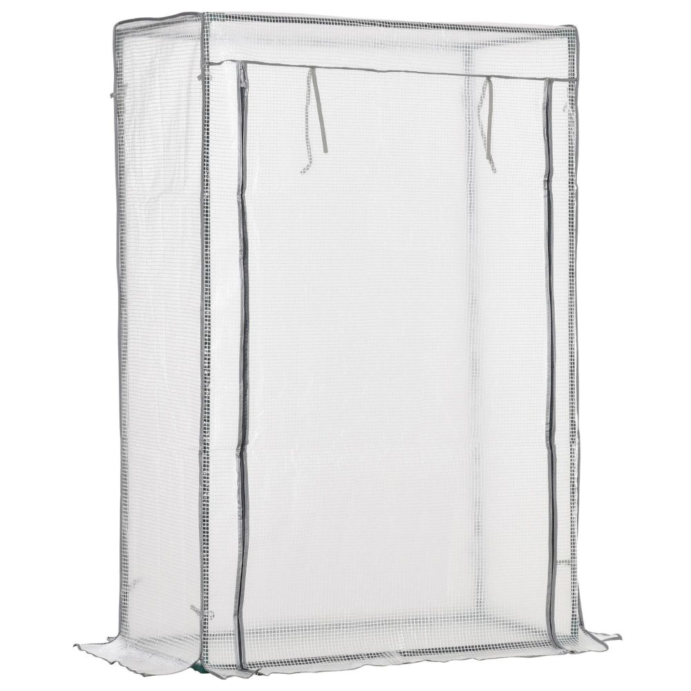 OUTSUNNY Serre de jardin serre à tomates porte zippée déroulante - 1x0,5x1,5m - acier pvc blanc transparent