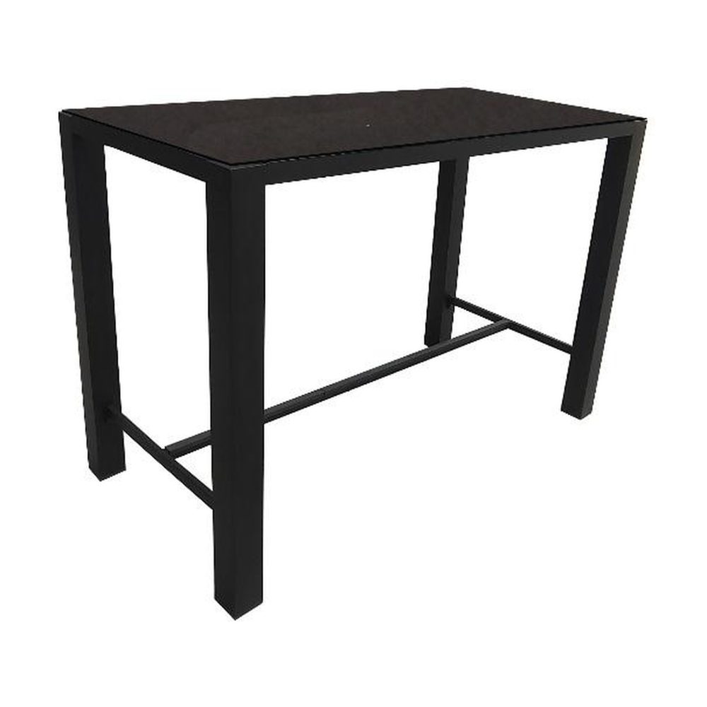 Proloisirs Table haute extensible Stoneo en aluminium/céramique - 140 x 74 cm - graphite/anthracite