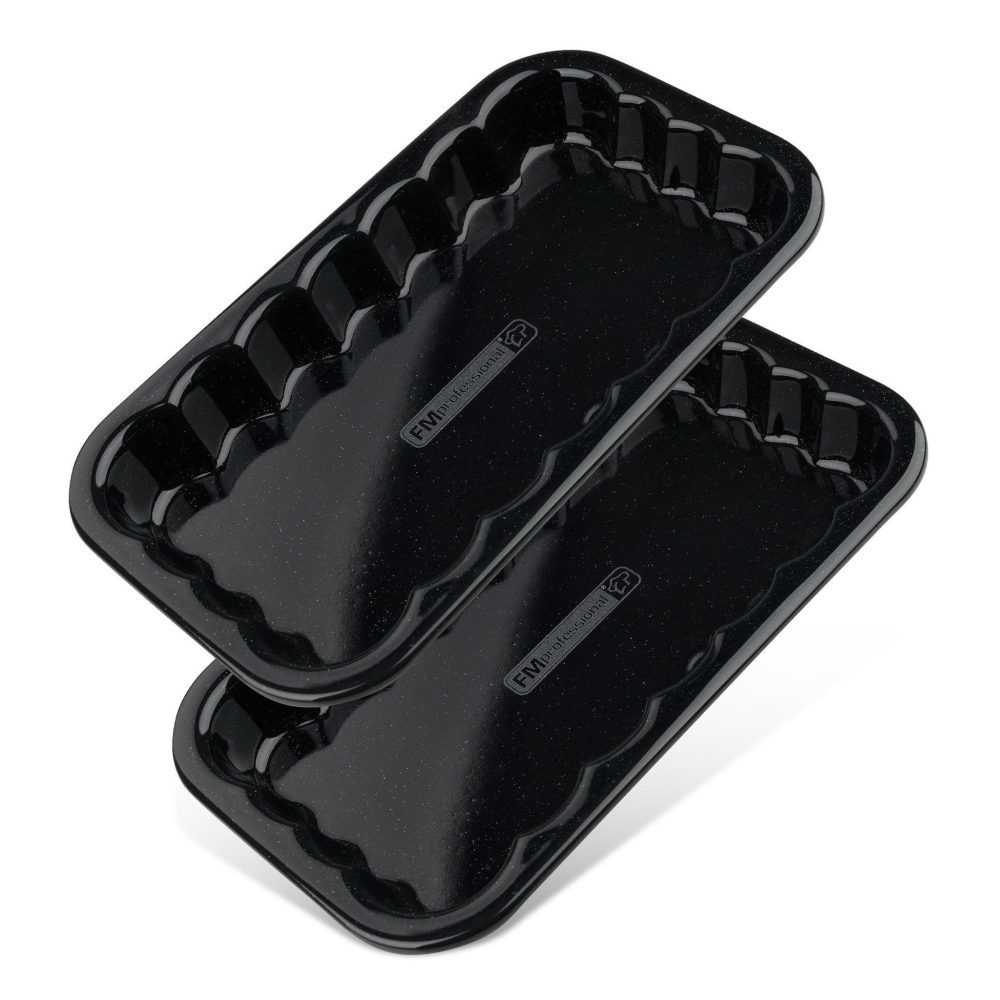 FM PROFESSIONAL Lot de 2 plats à barbecue en acier émaillé 21 x 12 cm fm professional barbecue