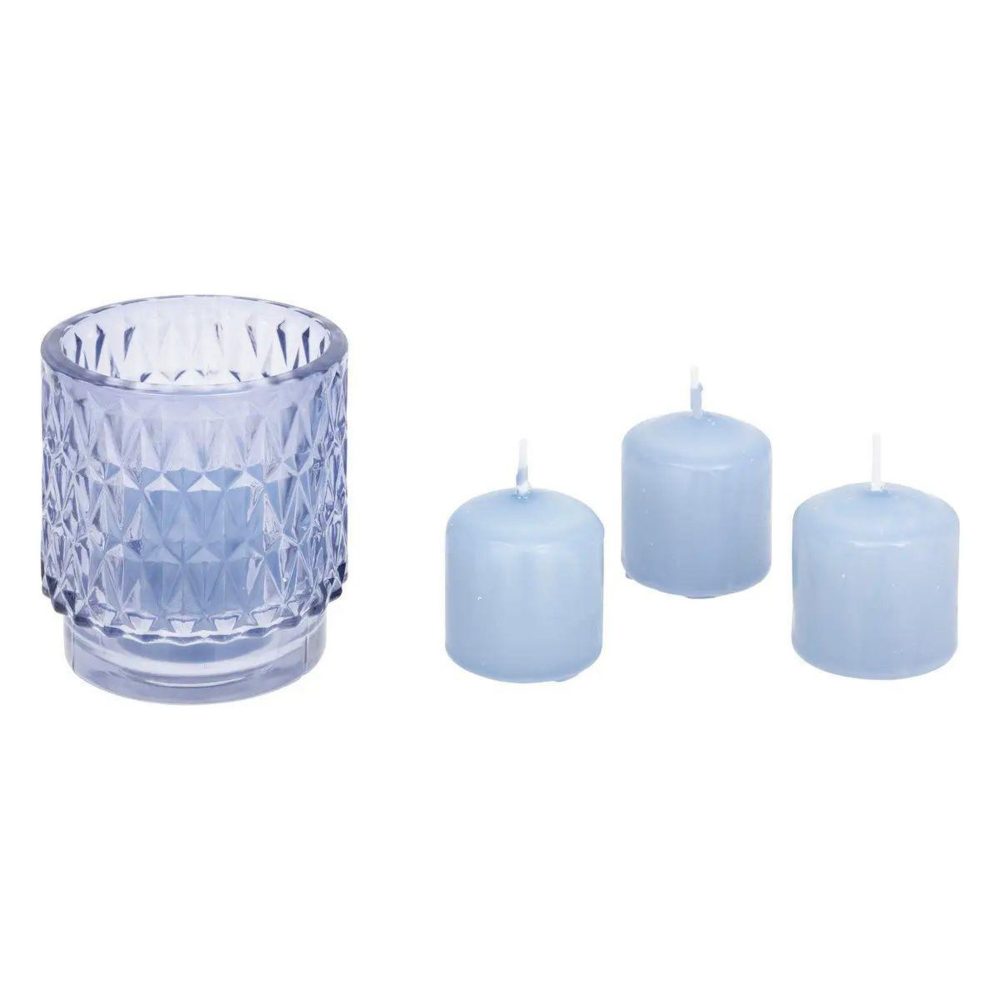 ATMOSPHERA Coffret photophore & 4 bougies oudy 8cm violet