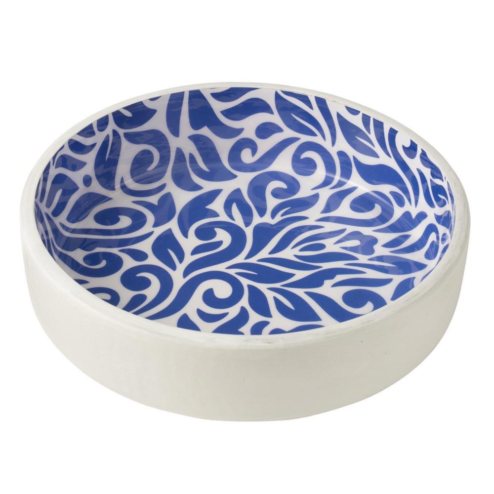J-LINE Saladier en bois tod 6,7l bleu & blanc