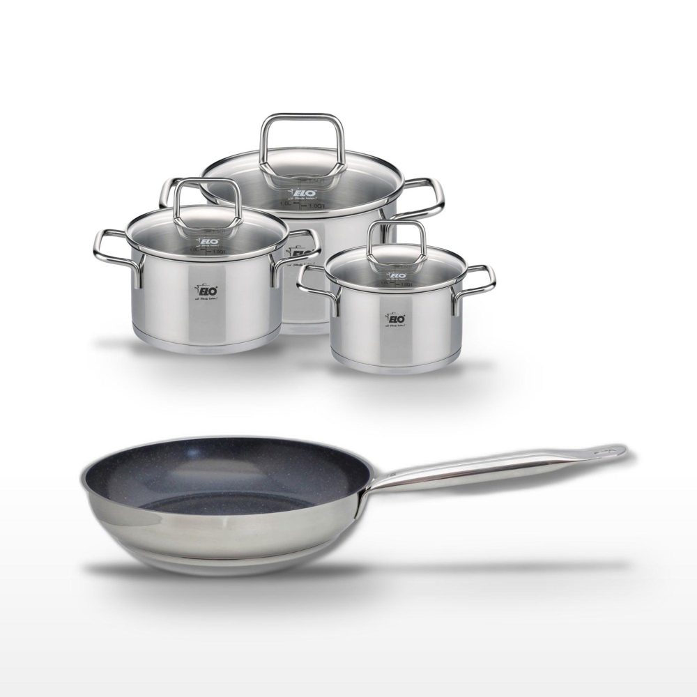 ELO Lot poêle 24cm elo profi therm platinum & 3 faitouts elo citrin