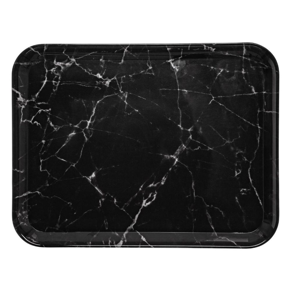 FIVE Plateau de service effet marbre mela 43cm noir