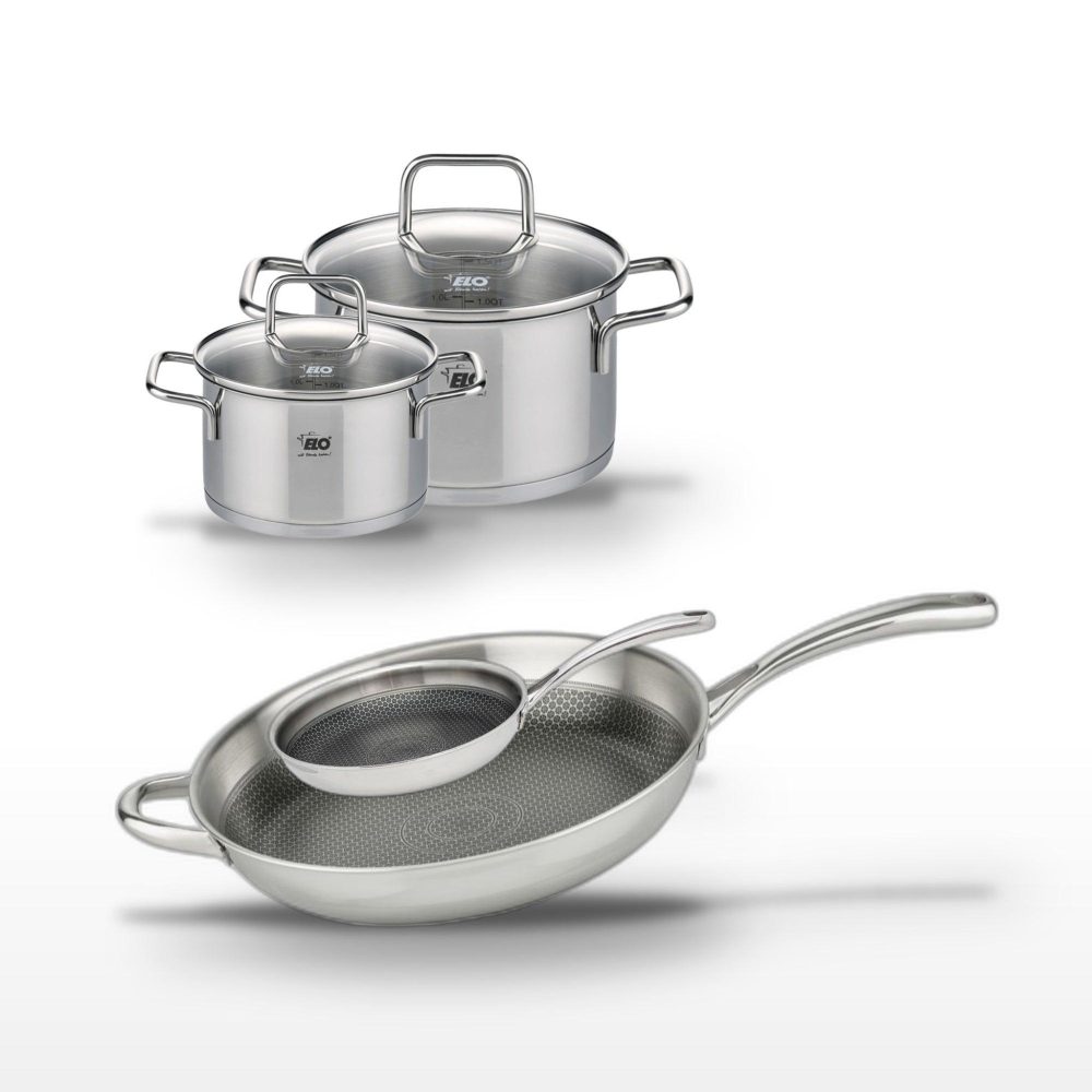 ELO Lot faitout 12cm & 16cm et poêles 32cm & 24cm elo relief evolution
