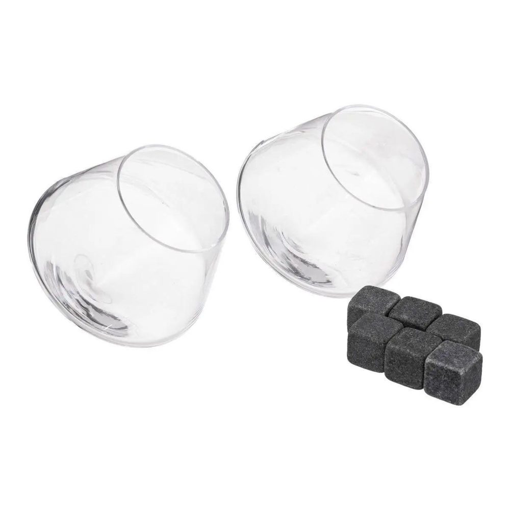 SECRET DE GOURMET Lot de 2 verres à whisky pierres 30cl transparent