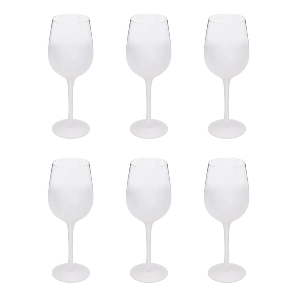 SECRET DE GOURMET Lot de 6 verres à vin givrés 38cl transparent