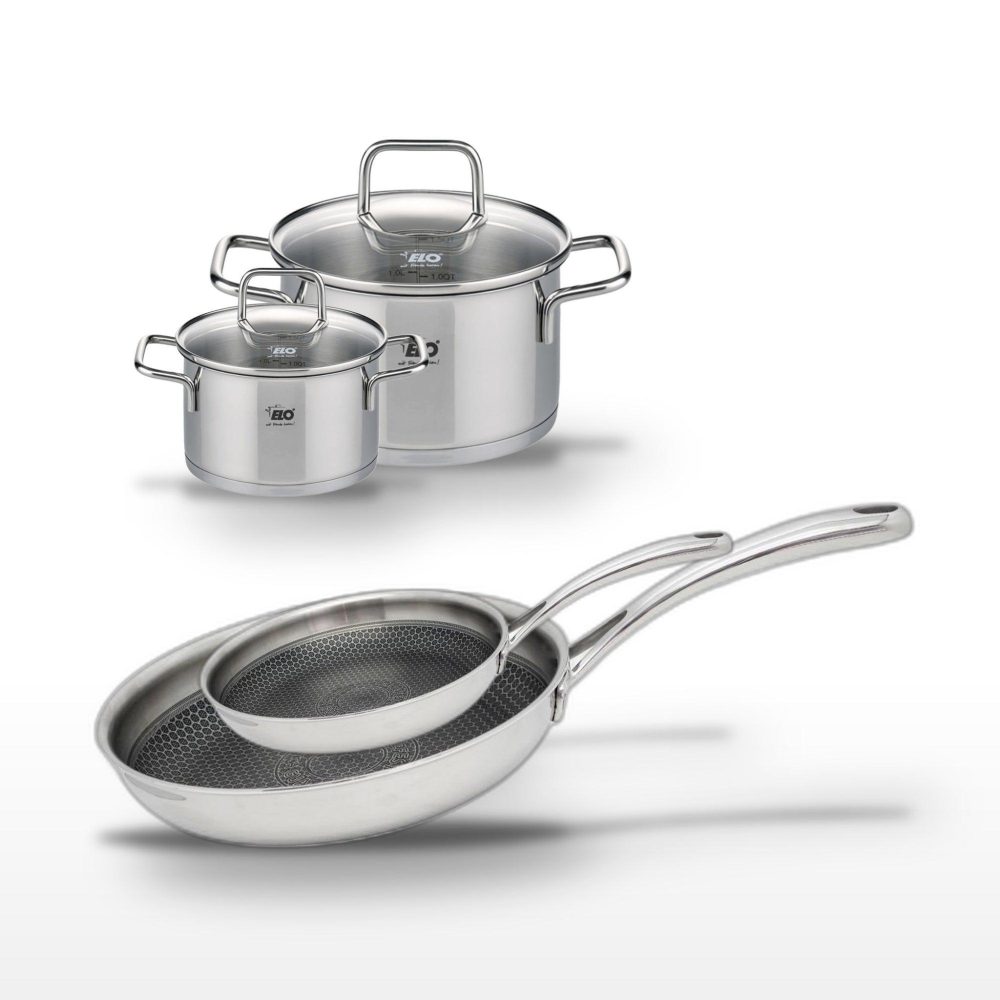 ELO Lot 2 poêles 24/28cm & 2 faitouts 14/20cm elo relief evolution