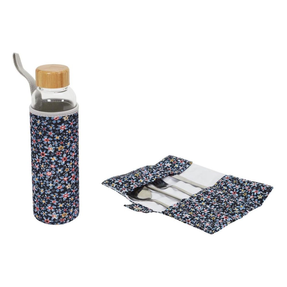 COOK CONCEPT Coffret bouteille & couverts pochette 50cl bleu