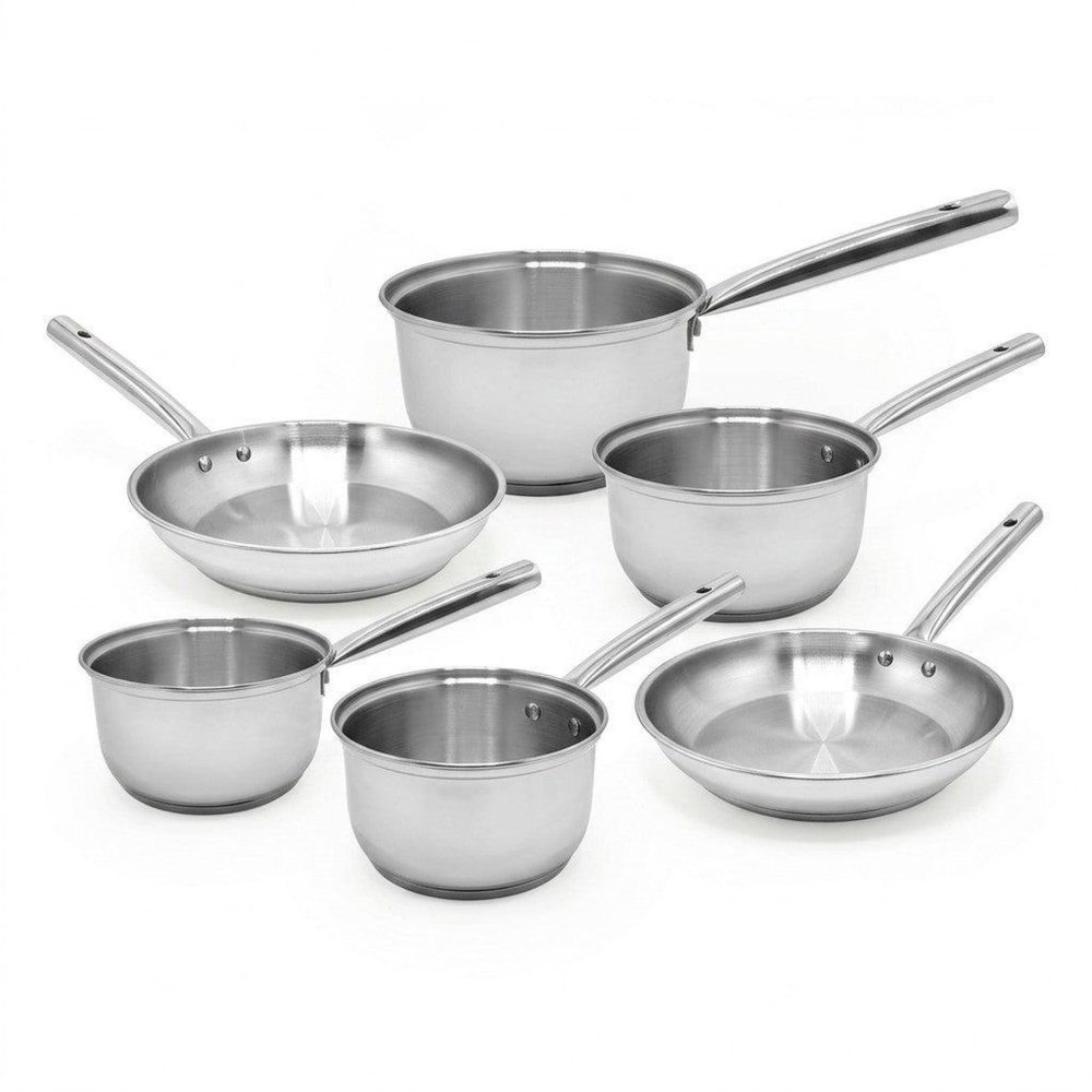 Fackelmann Lot de 4 casseroles 16/18/20/22 cm et 2 poêles en inox 20/24 cm fackelmann rhona