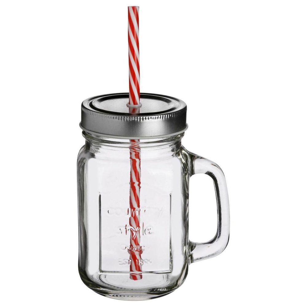 SECRET DE GOURMET Chope en verre & paille souhay 45cl transparent