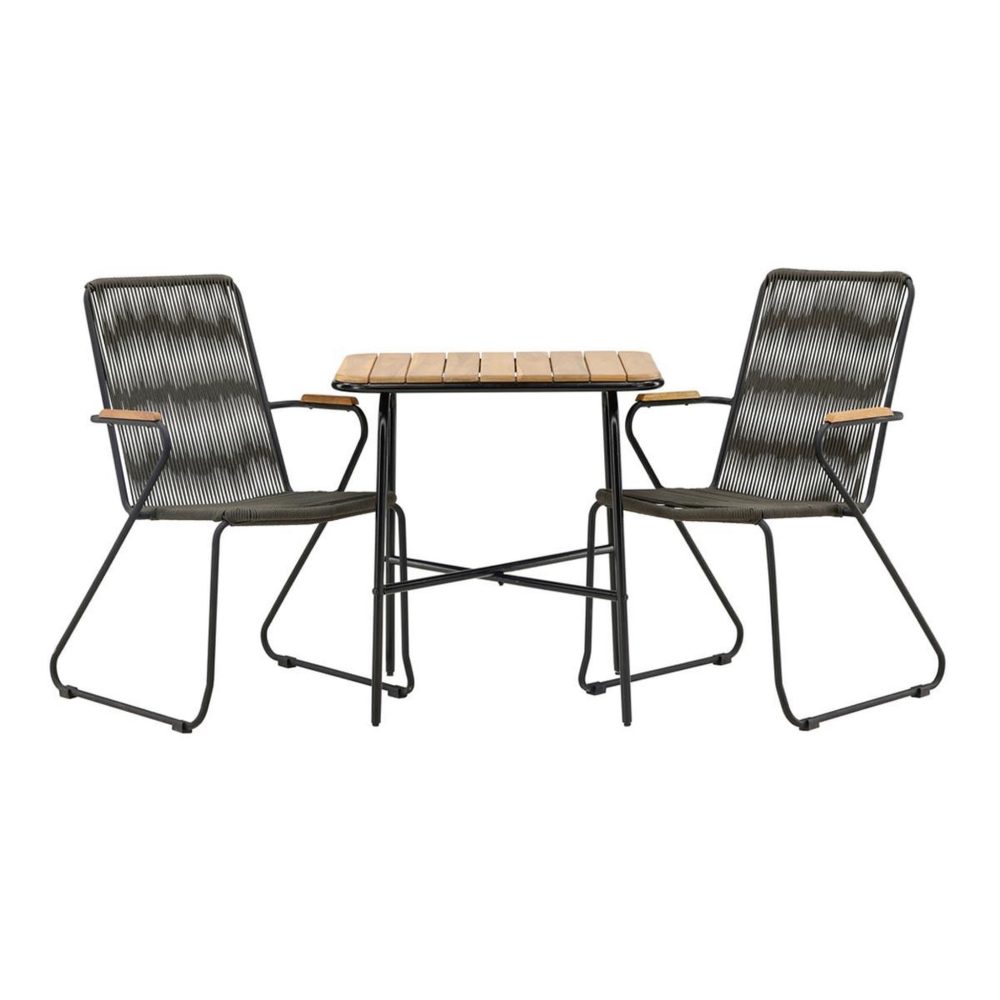 Paris Prix Ensemble table de jardin & 2 chaises holmbeck & matstolar 74cm naturel & gris foncé