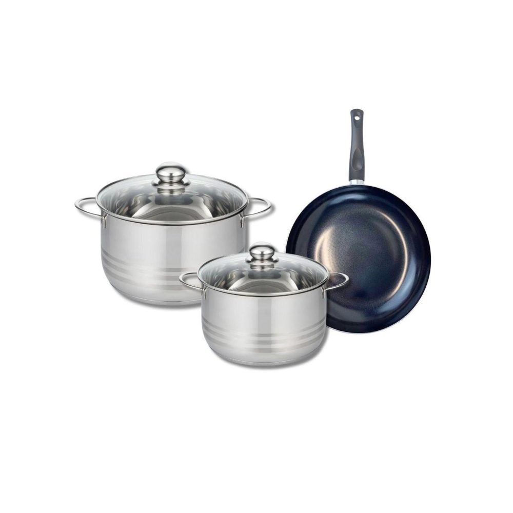ELO Ensemble de 1 poêle de cuisson 24 cm et 2 faitouts 20 et 24 cm elo prima brillant