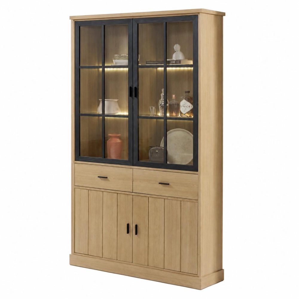 JLC KREATION Vitrine moderne en bois 2 portes vitrées teodora