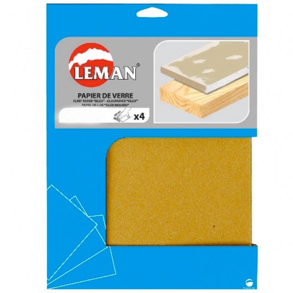Leman Lot de 4 feuilles de papier de verre 40 grammes 230 x 280 mm