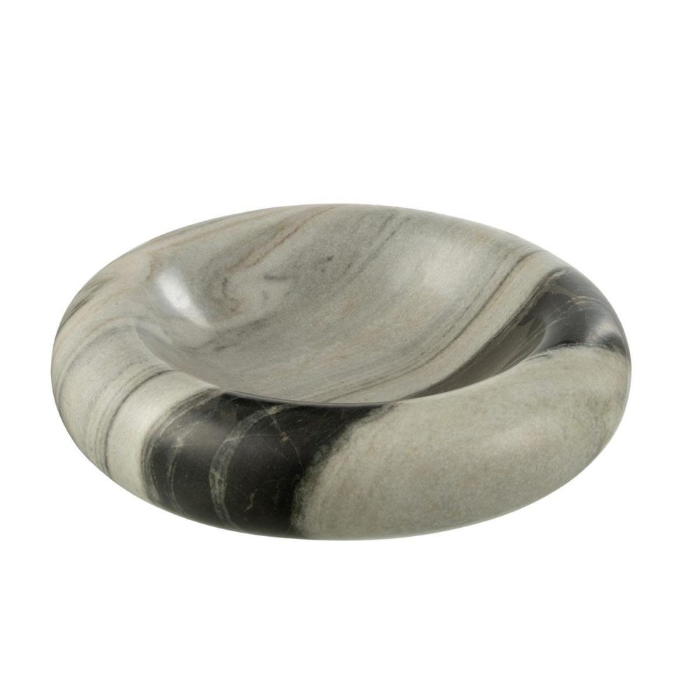 J-LINE Vide-poche en marbre courchevel 29cm gris & noir