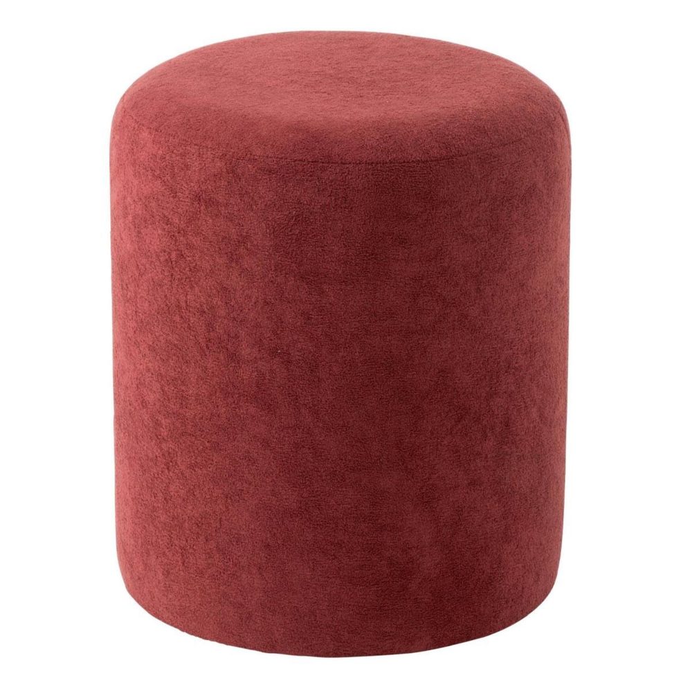 J-LINE Pouf cylindrique moon 41cm bordeaux