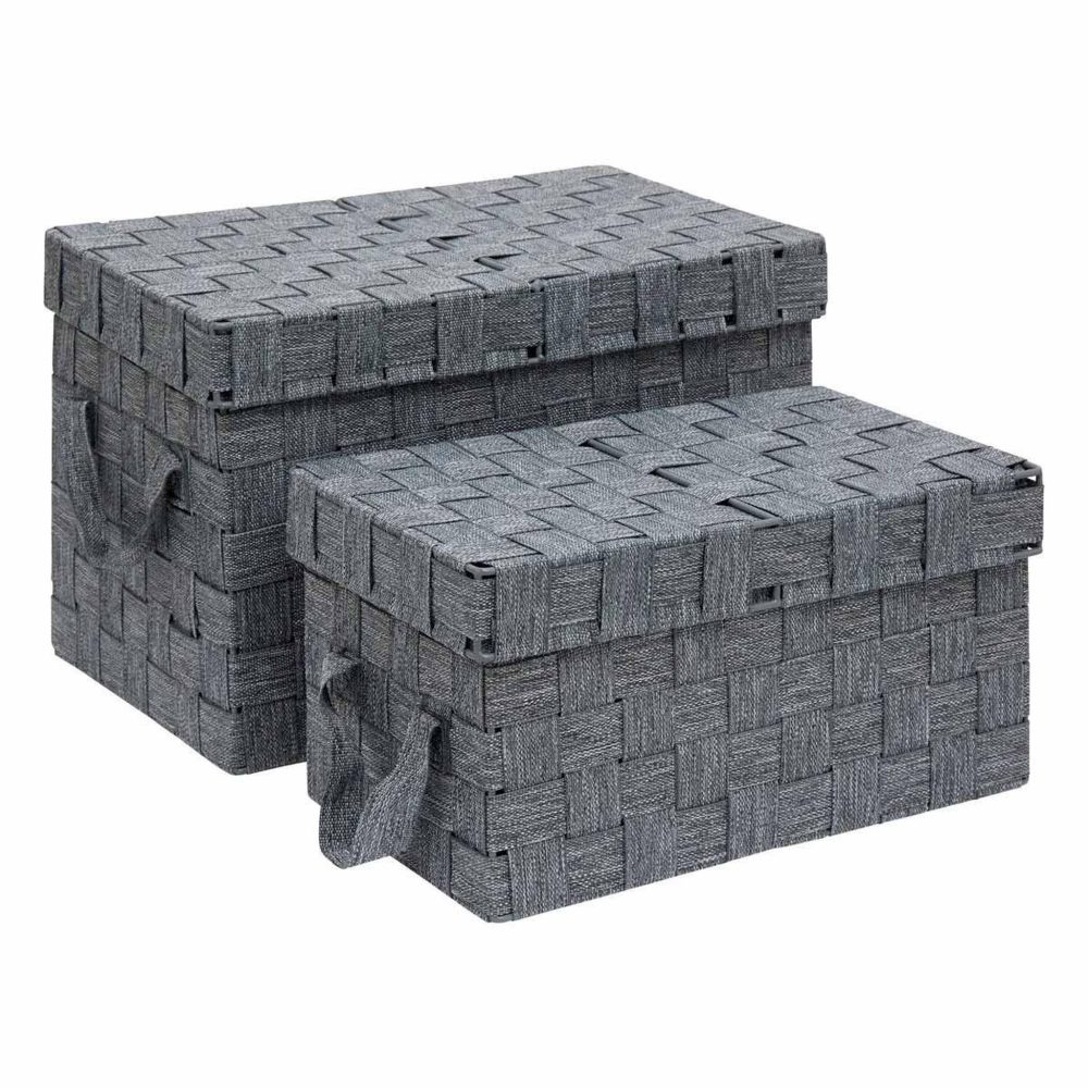 FIVE Lot de 2 boîtes de rangement lise 35cm gris