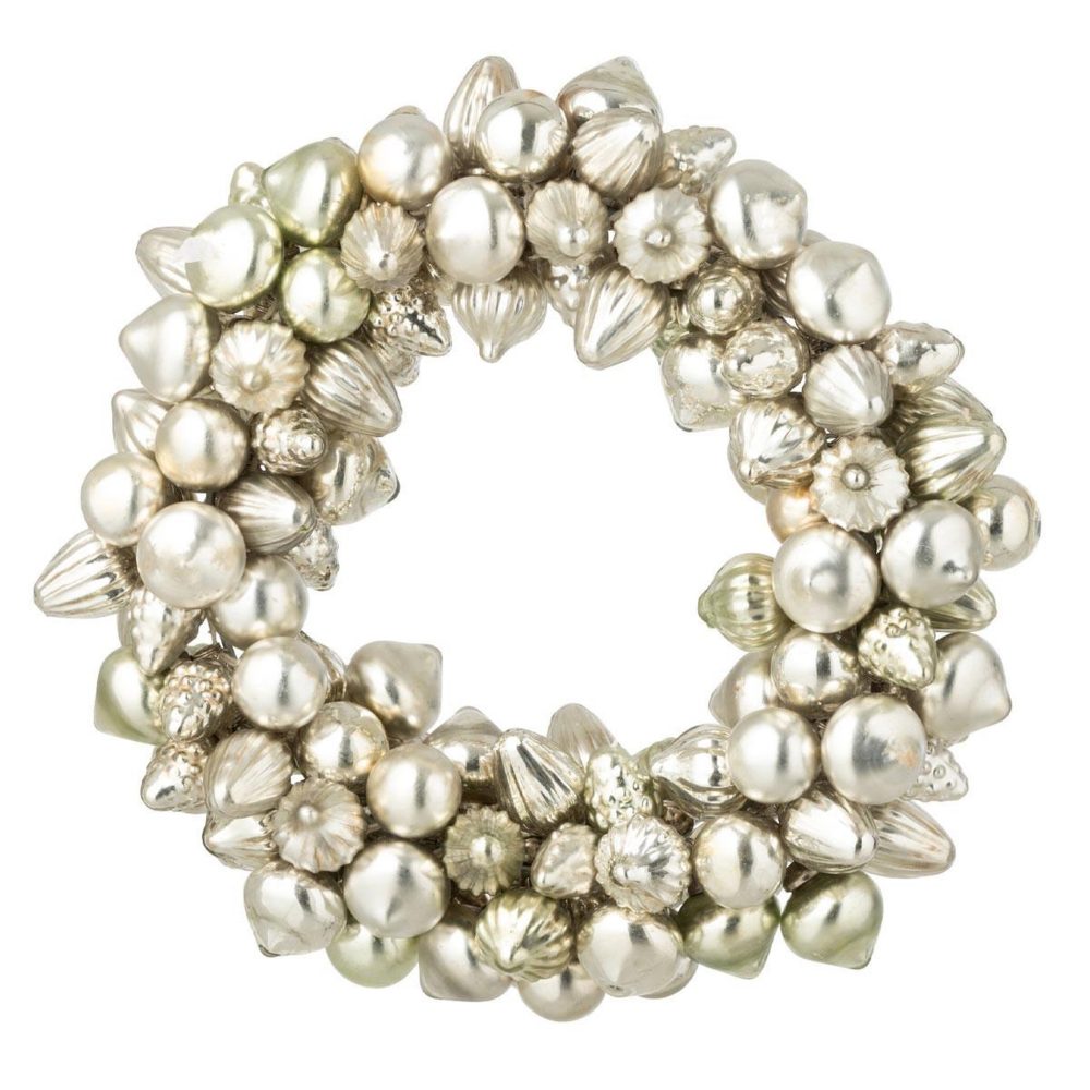 J-LINE Couronne boules de noël verre 30cm argent