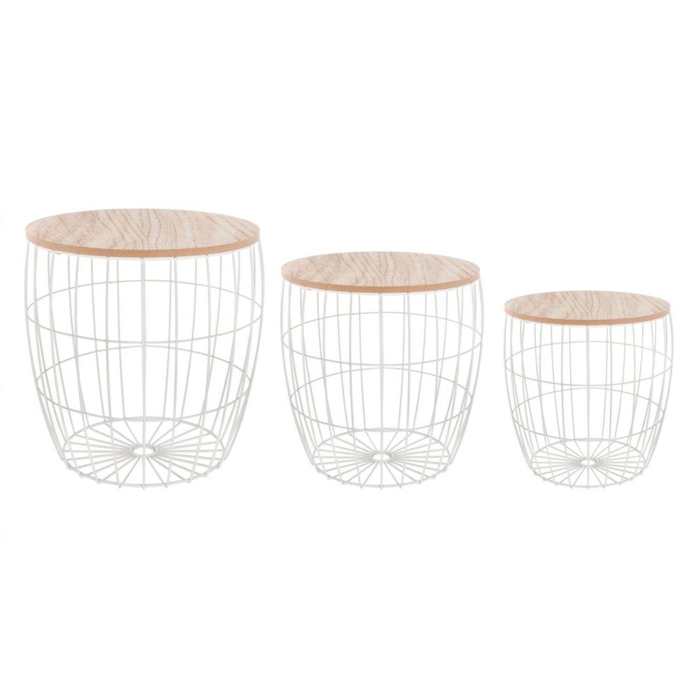 ATMOSPHERA 3 tables à café filaires atomic - diam. 40 cm - blanc