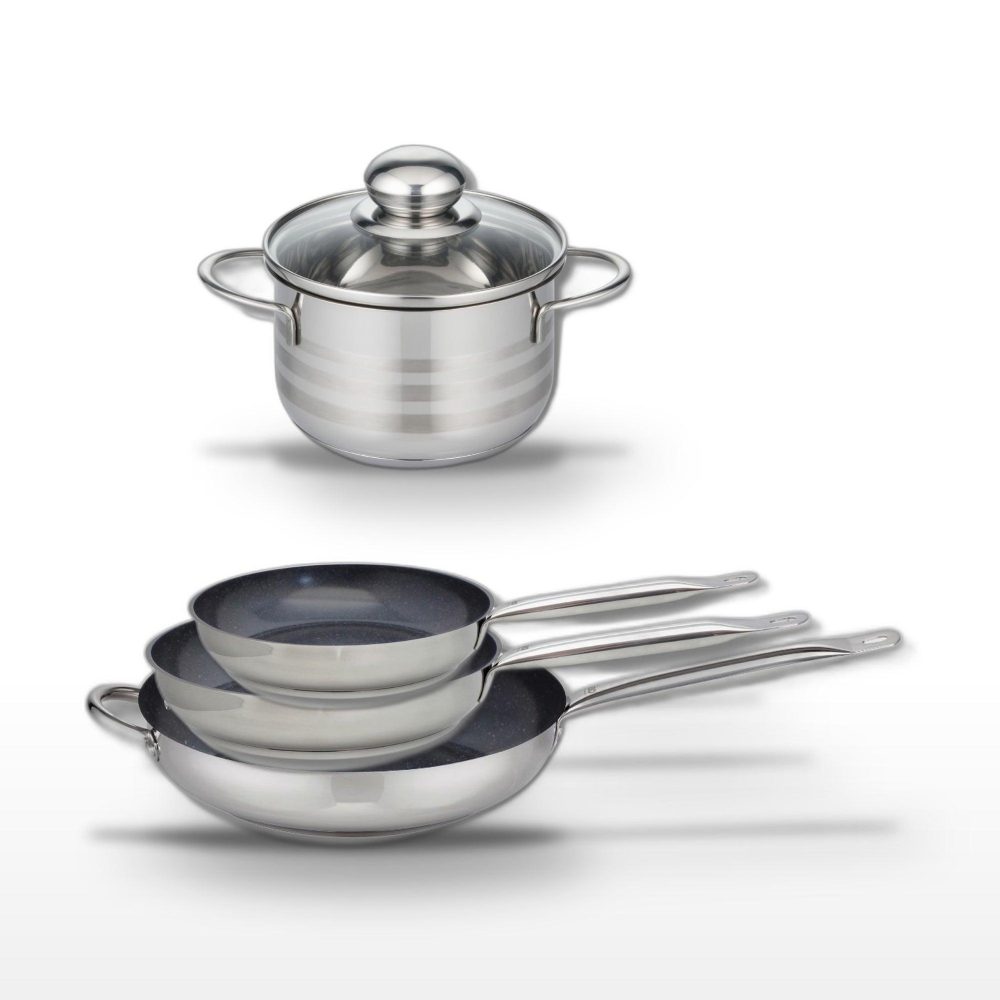 ELO Lot de 3 poêles 24/28/32 cm elo profi therm platinum et faitout 14 cm