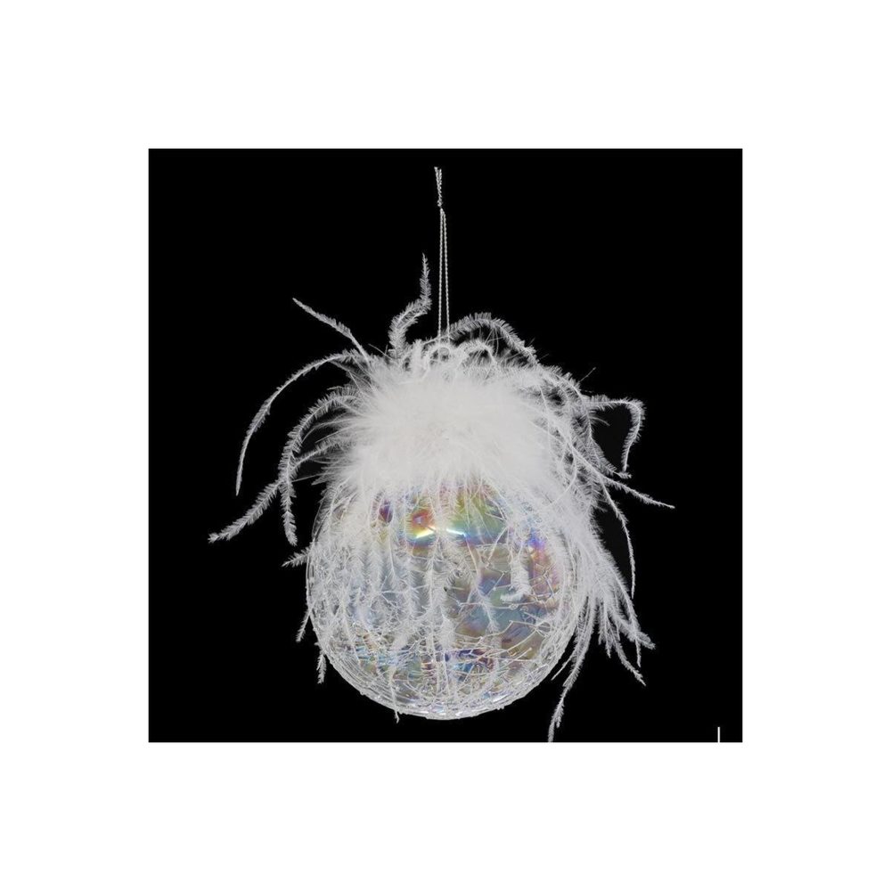 FEERIC LIGHT & CHRISTMAS Boule de noël en verre légende d'hiver 10cm blanc