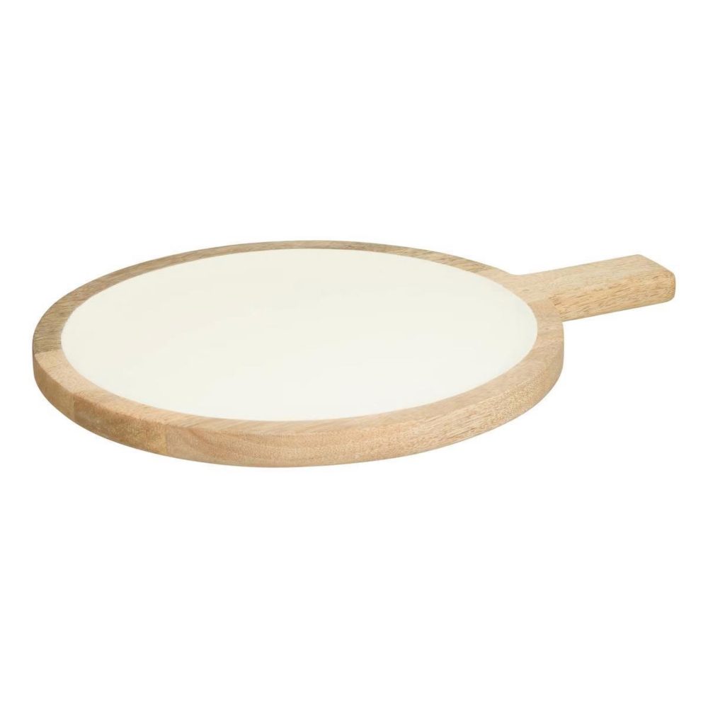 SECRET DE GOURMET Assiette de présentation en bois inaya 40cm blanc