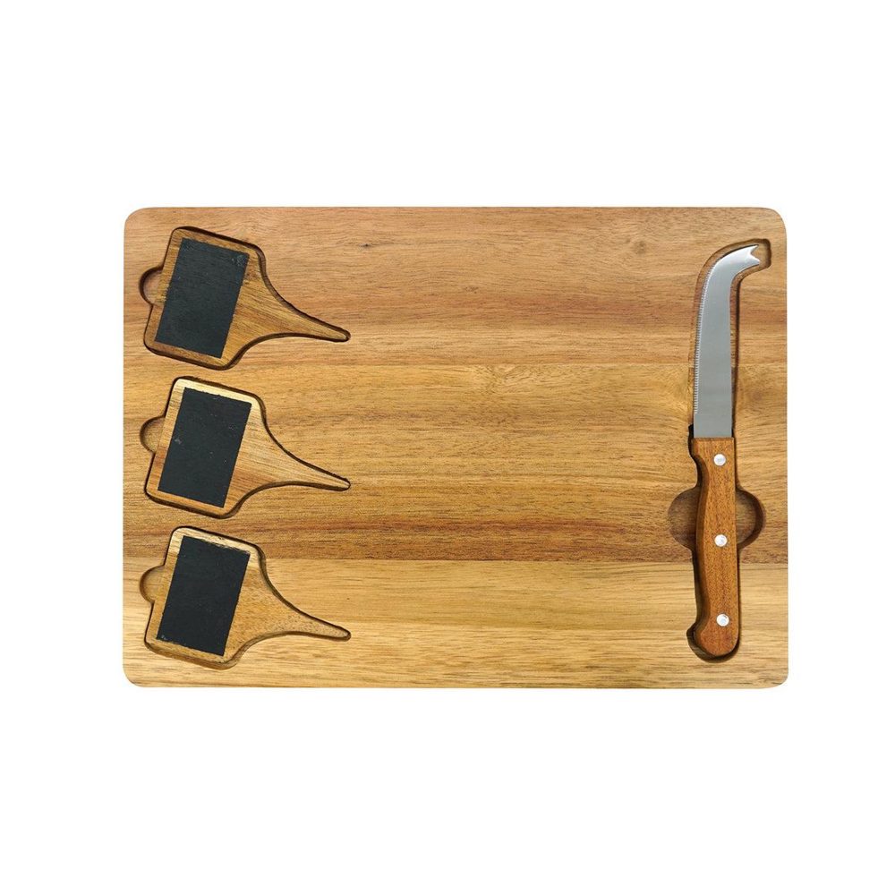 Fackelmann Plateau de fromages avec ardoises et couteau à fromage 32 x 23 cm fackelmann
