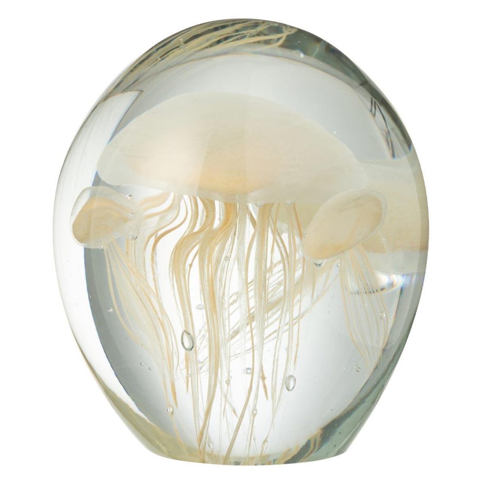 J-LINE Presse-papier en verre méduses calypso 16cm beige