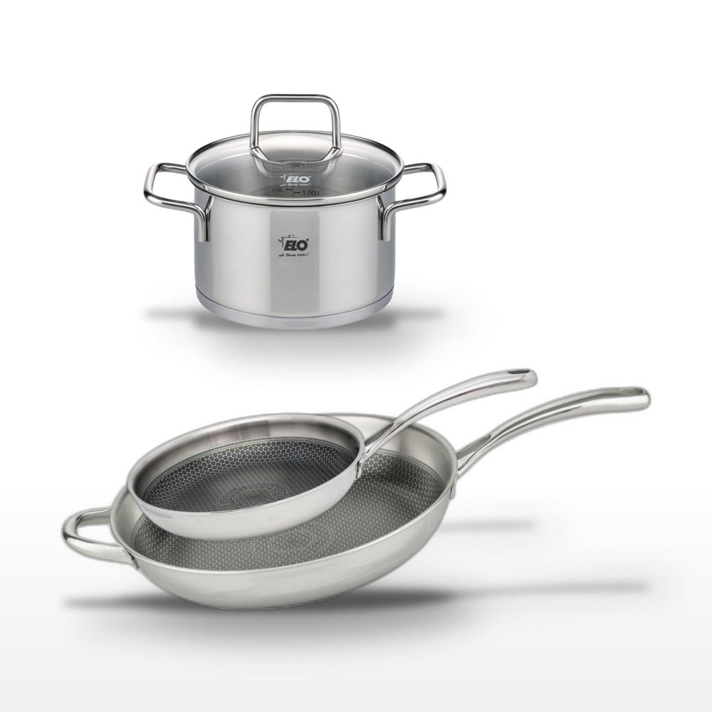 ELO Lot faitout 16cm & 2 poêles 28/32cm elo relief evolution