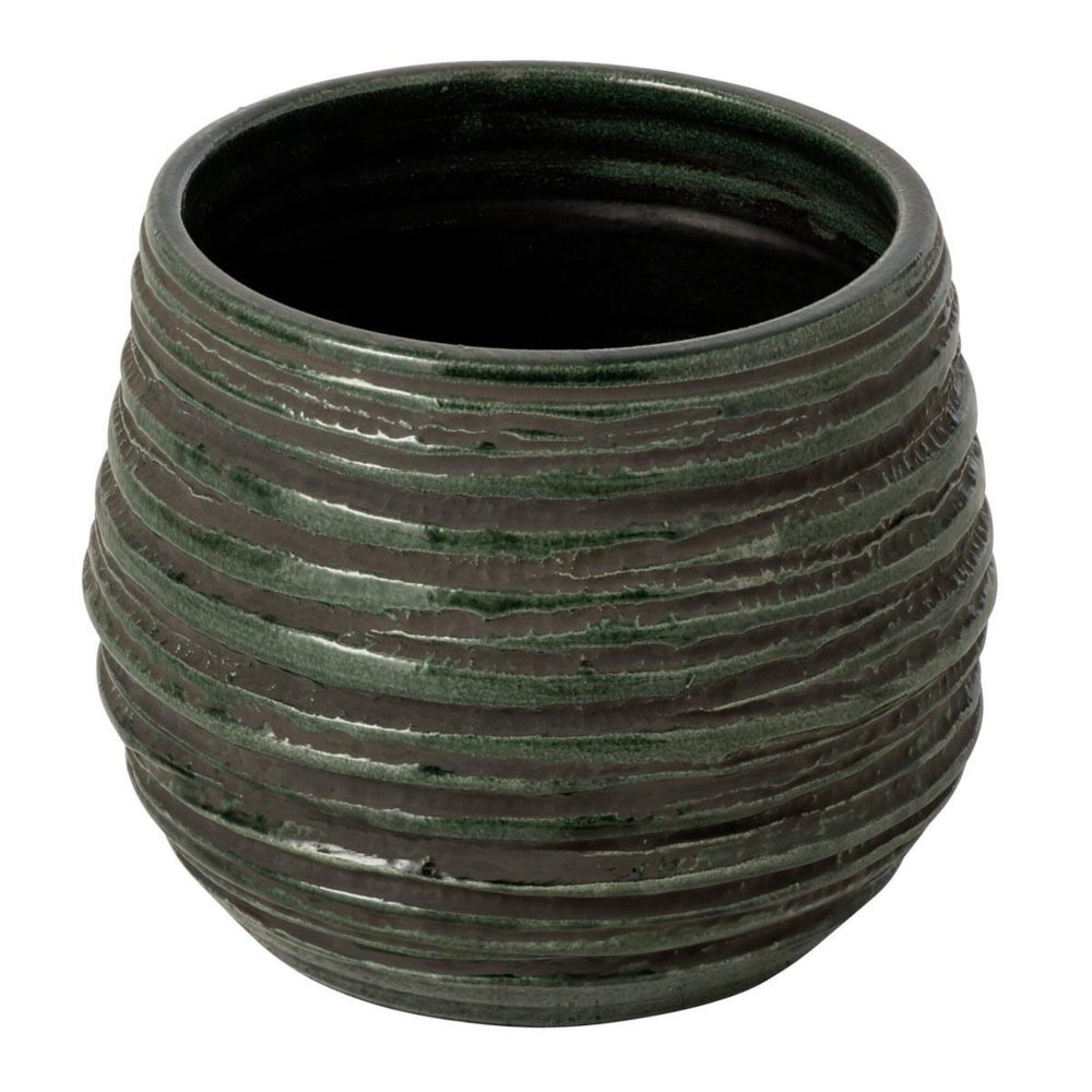J-LINE Cache-pot en céramique lagoon 28cm bleu pétrole
