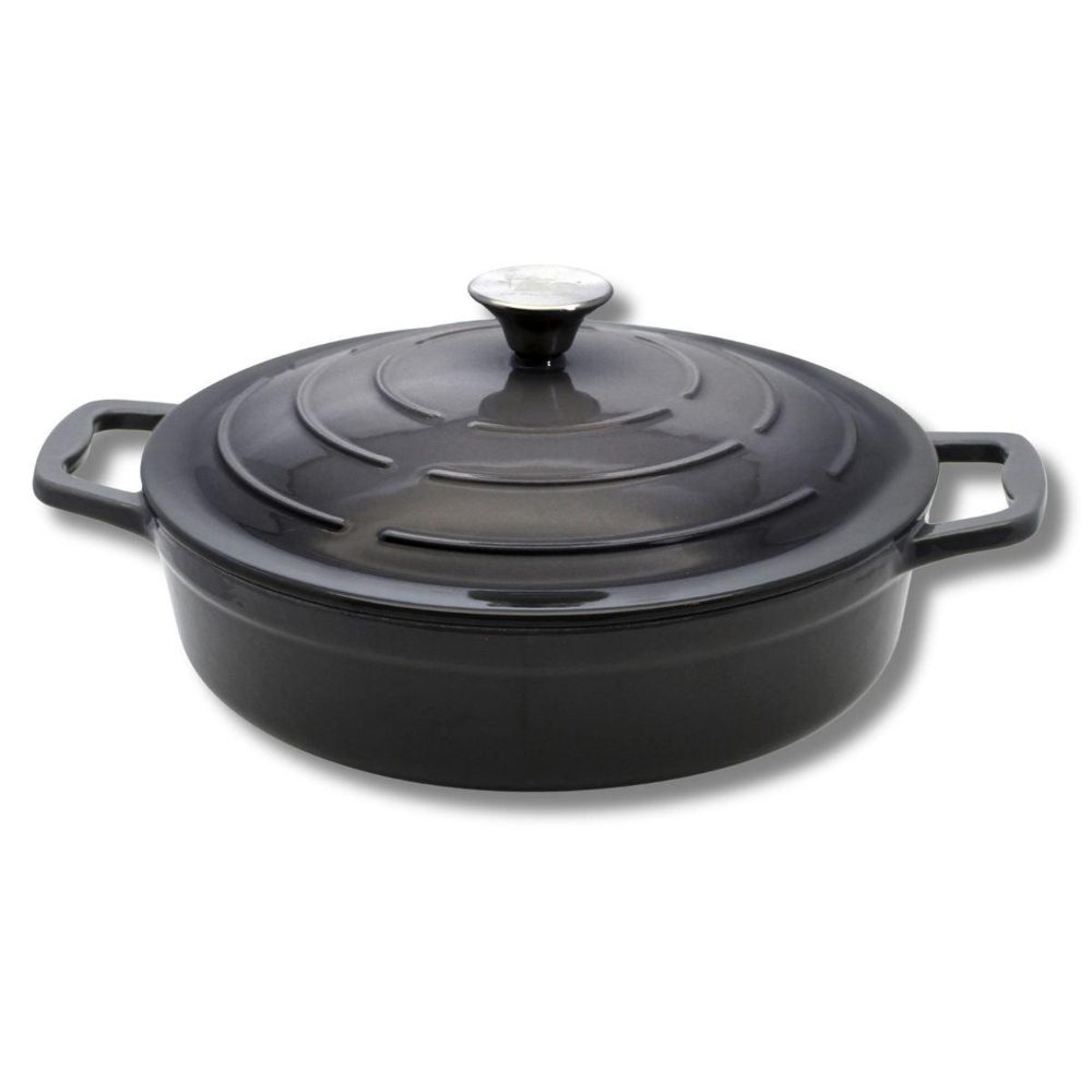 ELO Cocotte en fonte émaillée basse gris classique 28 cm 2,8 l elo