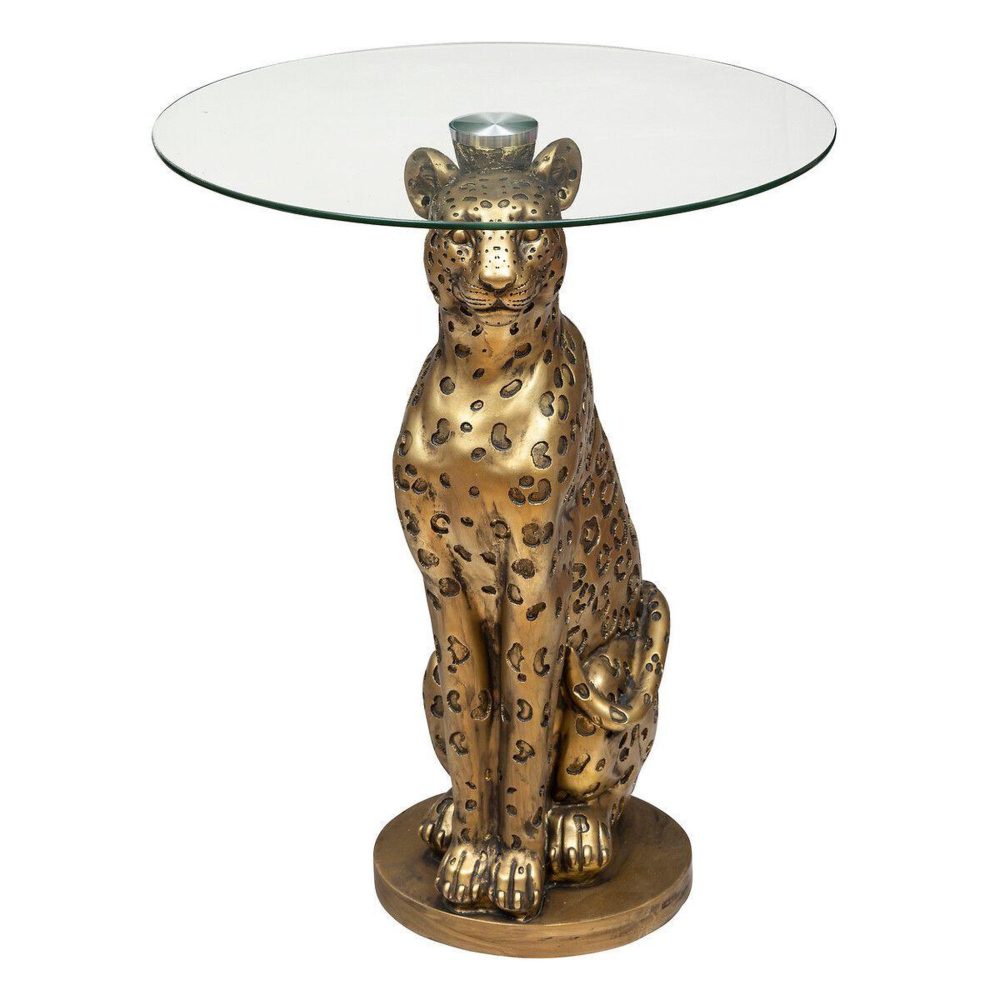 ATMOSPHERA Table d'appoint design wild léopard 52cm or