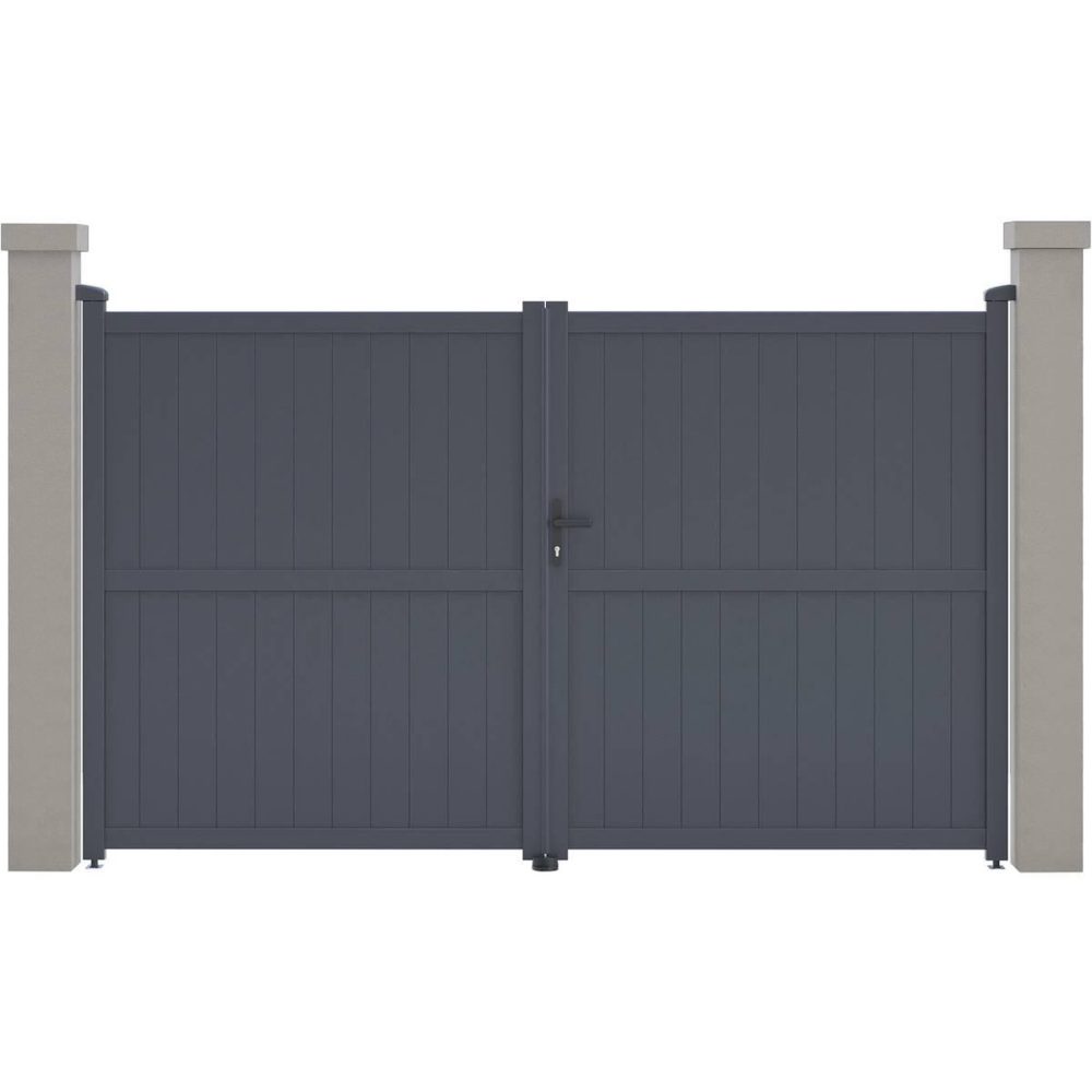 Habitat et Jardin Portail aluminium maurice - 299.5 x 180.9 cm - gris