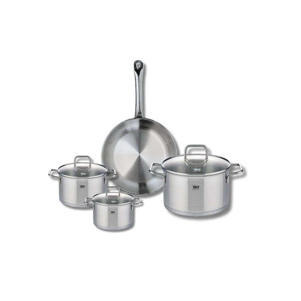 ELO Ensemble de 1 poêle de cuisson 24 cm et 3 faitouts 12, 14 et 20 cm elo profi citrin